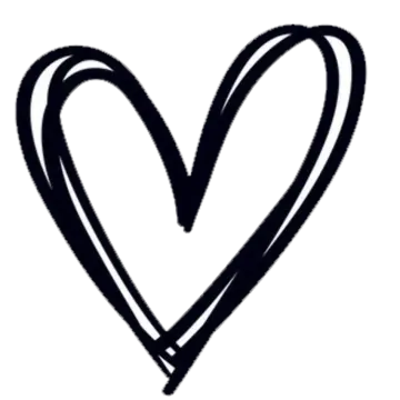 a heart drawn in black ink on a white background