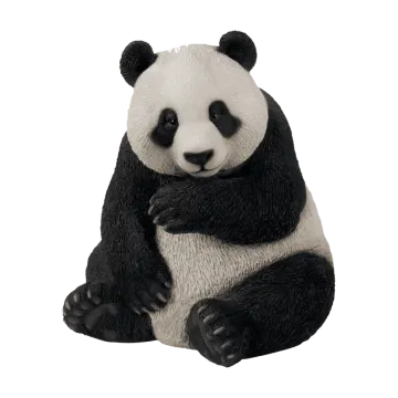 a black and white panda bear sitting down