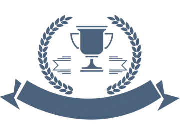 a trophy with a ribbon around it