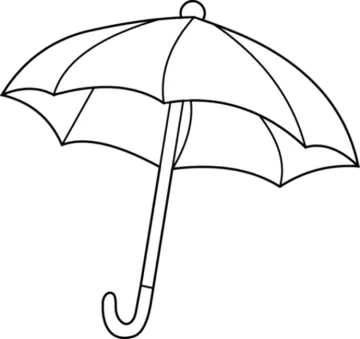 a black and white drawing of an umbrella