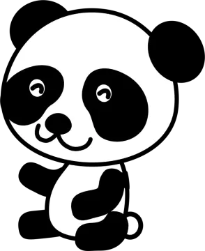 a black and white panda bear sitting down