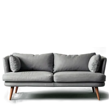 a grey couch with two pillows on it