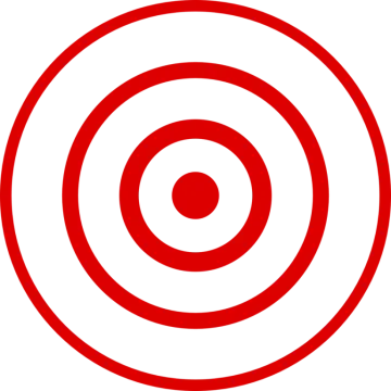 a red target with a white background