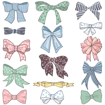 a set of colorful bows