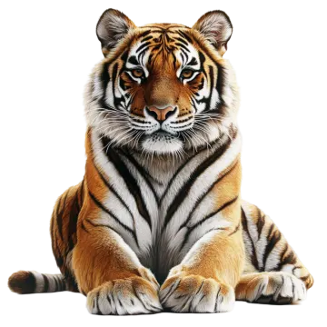 a tiger laying down on the ground