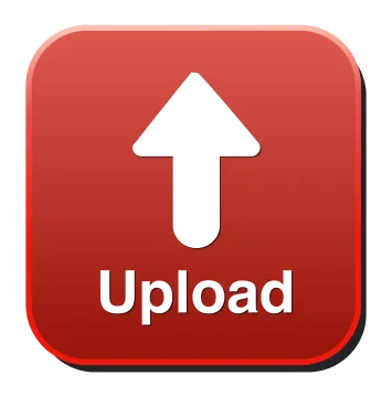 a red upload button with an arrow
