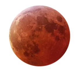 a red moon with a white background