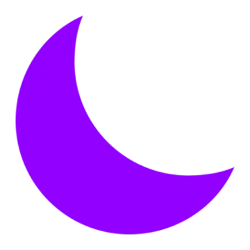 a purple crescent on a white background