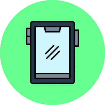 a clipboard with a green background