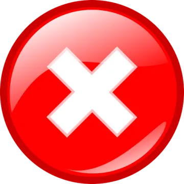 a red button with an x sign on it