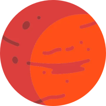 an orange planet with a white background
