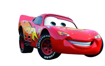 a red car with a big smile on it