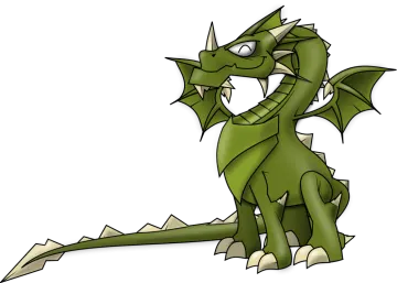a drawing of a green dragon