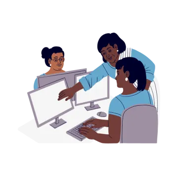 two people working on a computer