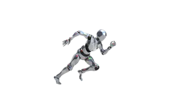 a robot running on a white background