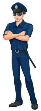 a policeman standing with his arms crossed