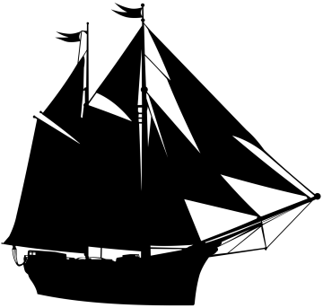 a black and white silhouette of a sailing ship