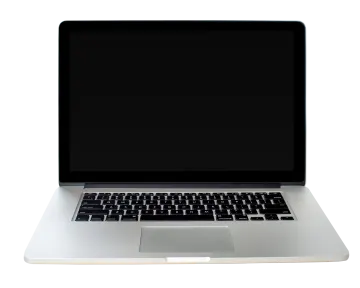 a laptop computer with a blank screen