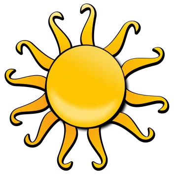 a yellow sun on white background