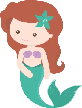 a little mermaid with red hair and a green tail