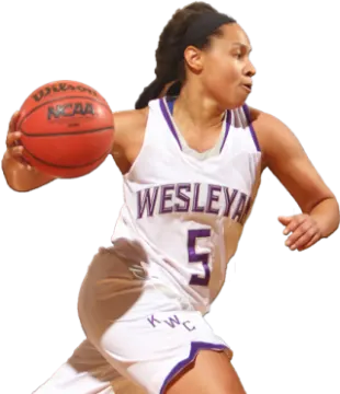 a woman with a basketball ball in her hand