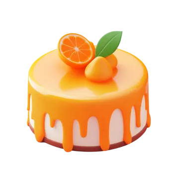 an orange cake with a slice of orange on top