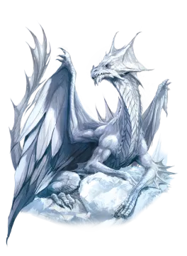 a white dragon sitting on top of a rock