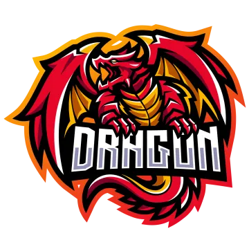 a red and yellow dragon mascot logo