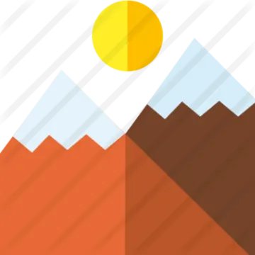a mountain with a sun in the background