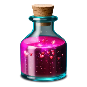 a bottle filled with pink liquid and hearts