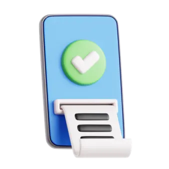 a blue and white device with a green button on it