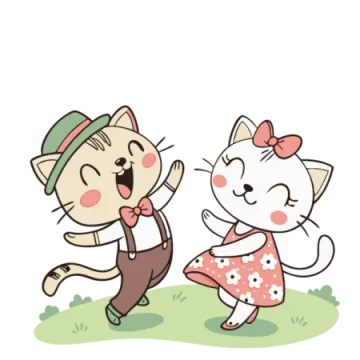 two cats dancing in the grass