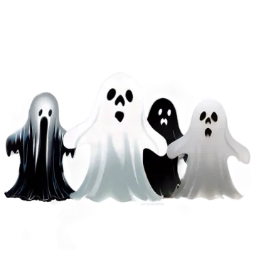 three ghosts are standing in a row