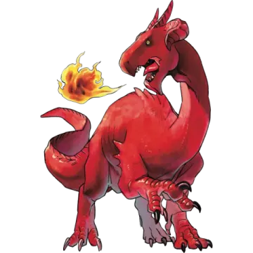 a drawing of a red dragon