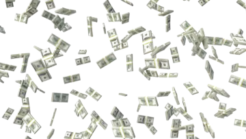 a lot of money falling from the sky
