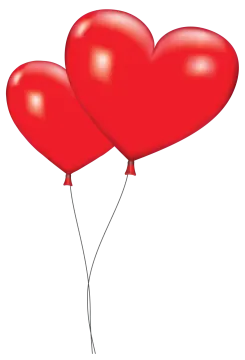 two red balloons in the shape of hearts