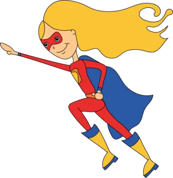 a cartoon girl in a superhero costume