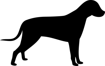 a black and white silhouette of a dog