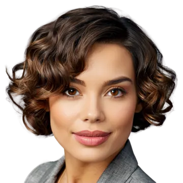 a close up of a woman with short brown hair