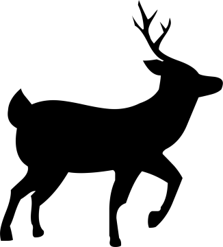 a black and white silhouette of a deer