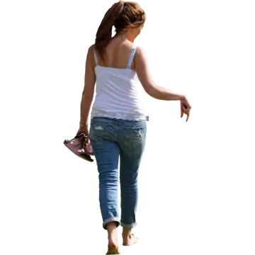 a woman in jeans and a white tank top
