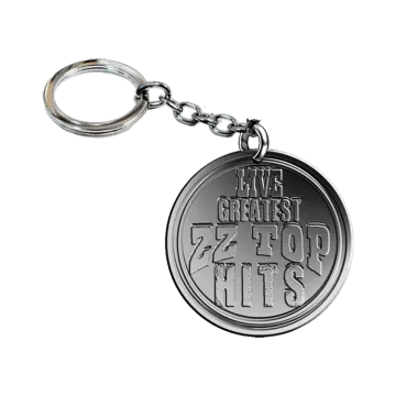 a key chain with a metal medallion on it