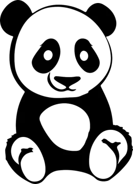 a black and white panda bear sitting down