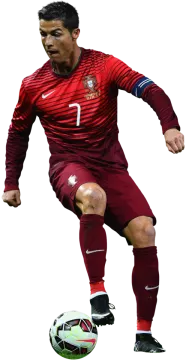 a man kicking a soccer ball on a white background