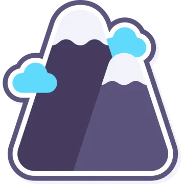 an icon of a mountain with clouds