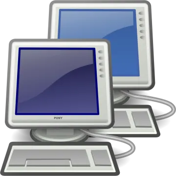 two computer monitors on a white background