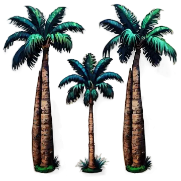 three palm trees on a white background