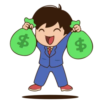 a man with money bags in his hands