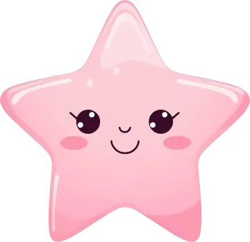 a pink star with a smiling face