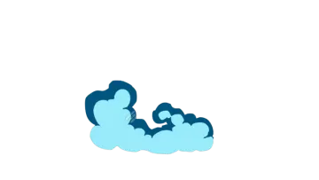 a blue cloud with two smaller clouds on it